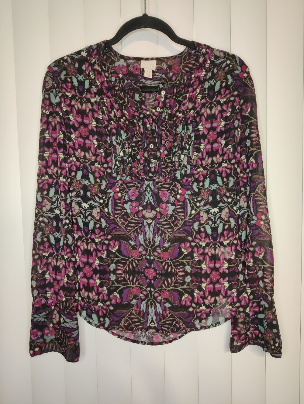 Converse One Star Abstract Print Sheer Long Sleeve Top